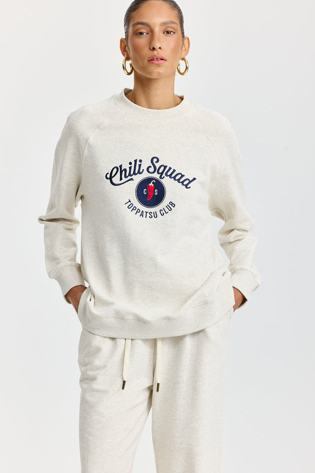 סווטשירט ספייסי סקווד שרוול ארוך רגלן שמנת מלאנז׳