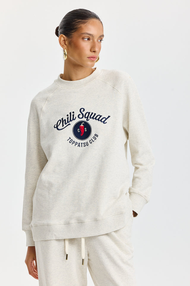 סווטשירט ספייסי סקווד שרוול ארוך רגלן שמנת מלאנז׳