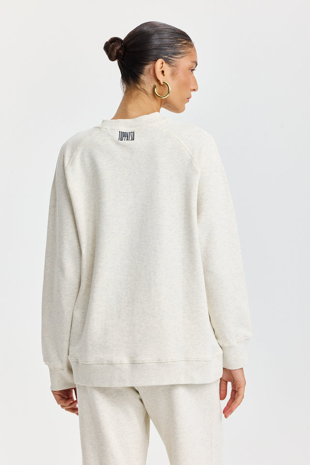 סווטשירט ספייסי סקווד שרוול ארוך רגלן שמנת מלאנז׳