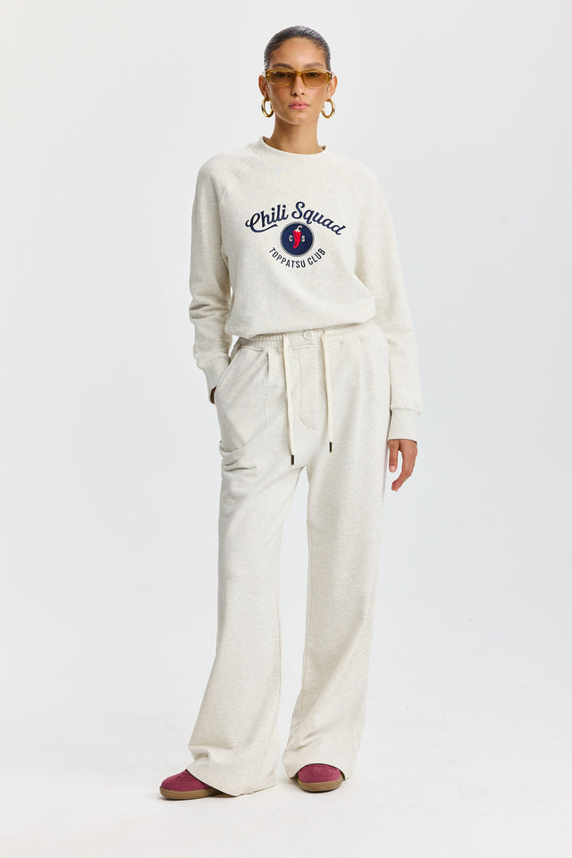 סווטשירט ספייסי סקווד שרוול ארוך רגלן שמנת מלאנז׳