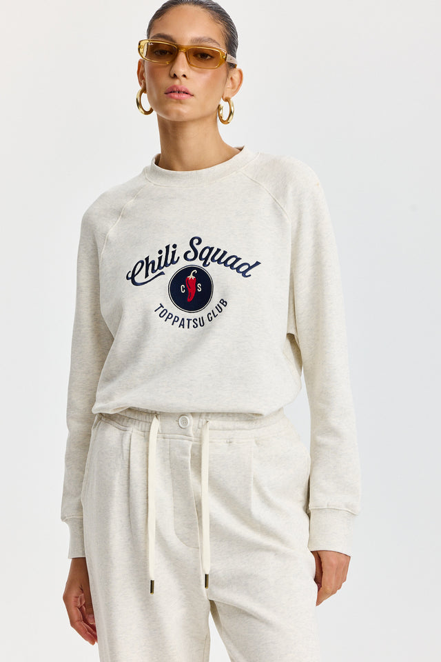 סווטשירט ספייסי סקווד שרוול ארוך רגלן שמנת מלאנז׳