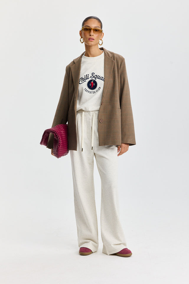 סווטשירט ספייסי סקווד שרוול ארוך רגלן שמנת מלאנז׳