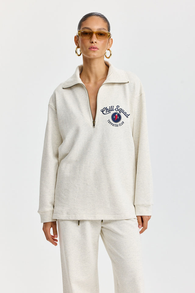 סווטשירט זיפר ספייסי צ'ילי סקווד שמנת מלאנז'