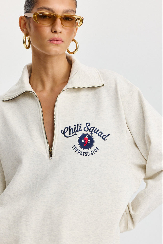 סווטשירט זיפר ספייסי צ'ילי סקווד שמנת מלאנז'
