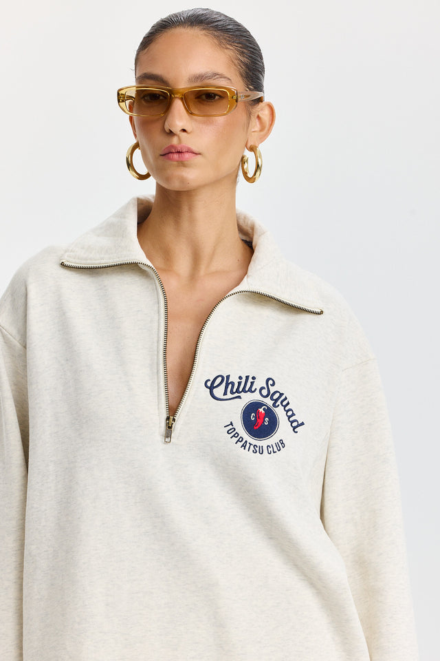 סווטשירט זיפר ספייסי צ'ילי סקווד שמנת מלאנז'