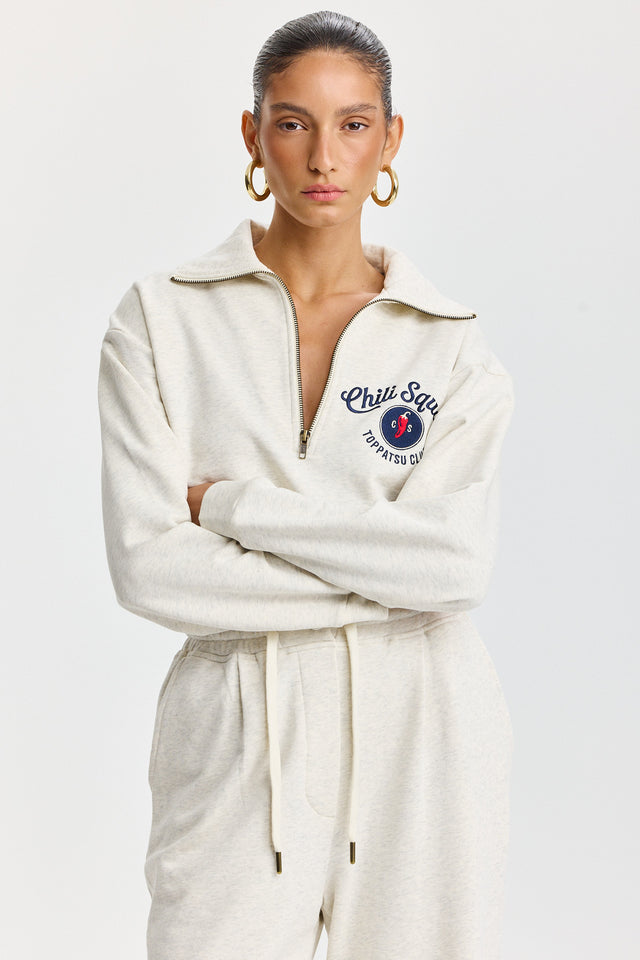 סווטשירט זיפר ספייסי צ'ילי סקווד שמנת מלאנז'
