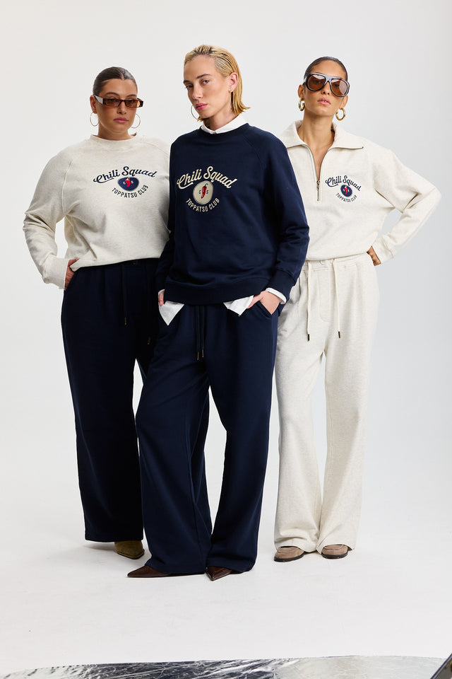 סווטשירט ספייסי סקווד שרוול ארוך רגלן שמנת מלאנז׳