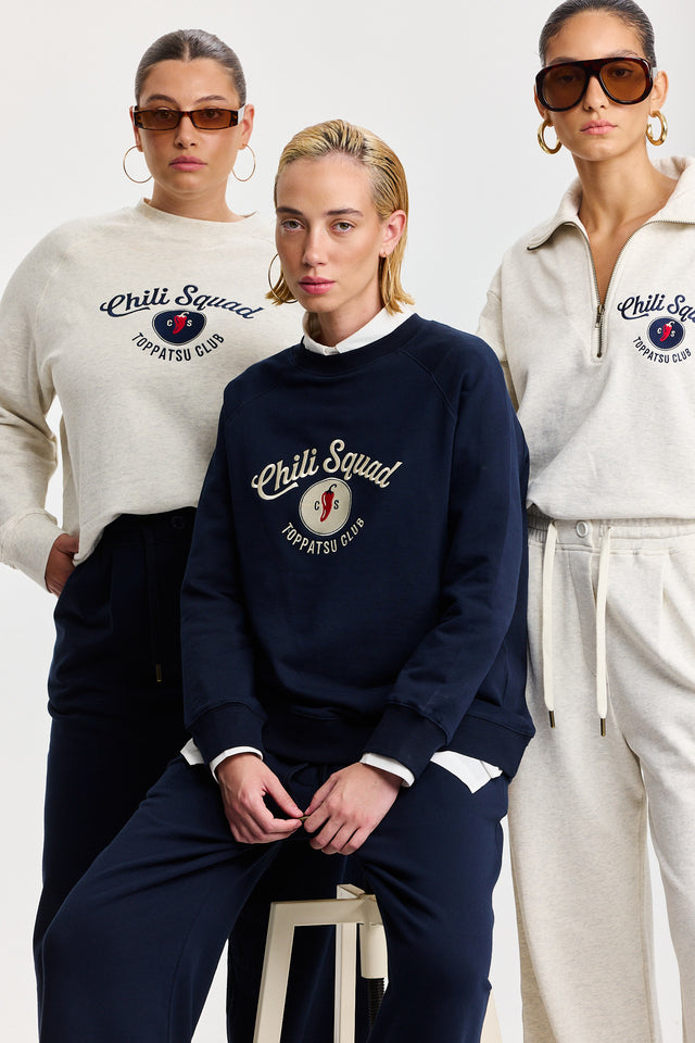 סווטשירט ספייסי סקווד שרוול ארוך רגלן שמנת מלאנז׳