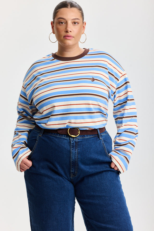 חולצה ספייסי פסים כחול חום