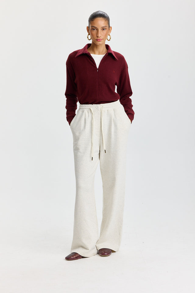 חולצת זיפר וונט ספייסי סריג בורגנדי