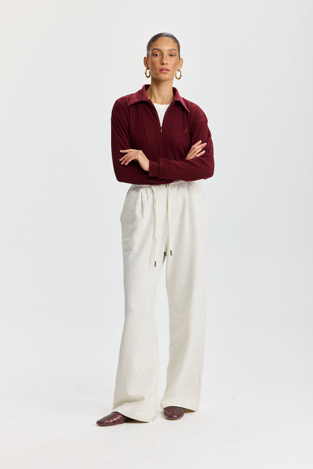 חולצת זיפר וונט ספייסי סריג בורגנדי