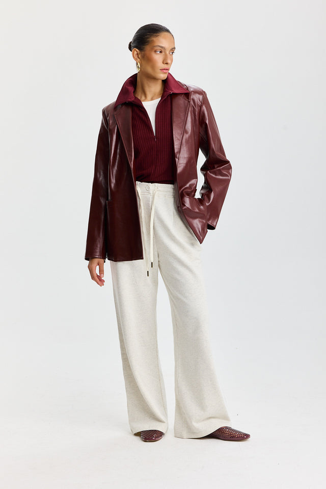 חולצת זיפר וונט ספייסי סריג בורגנדי