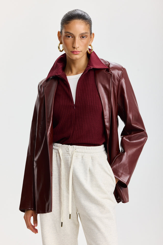 חולצת זיפר וונט ספייסי סריג בורגנדי