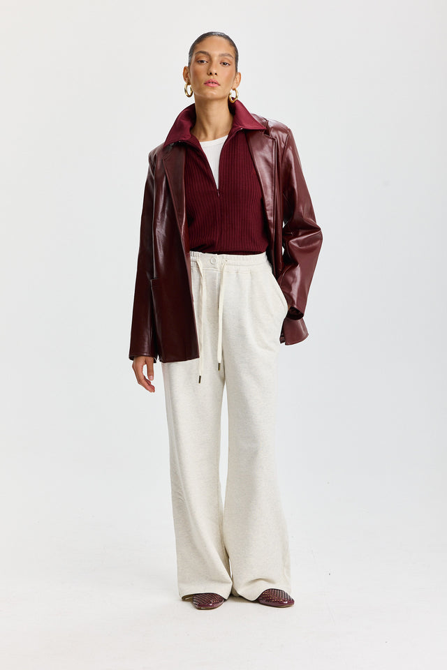 חולצת זיפר וונט ספייסי סריג בורגנדי