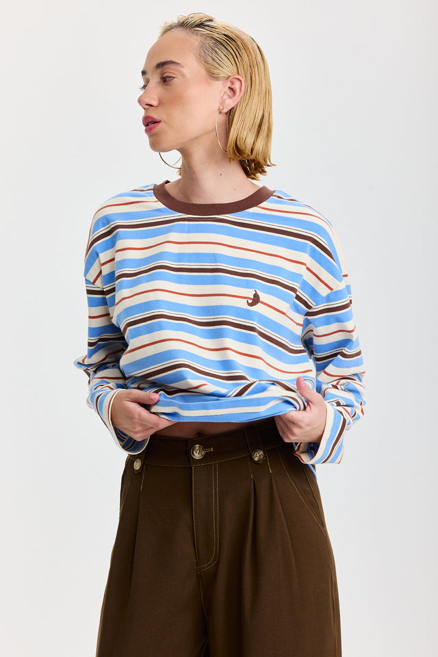 חולצה ספייסי פסים כחול חום