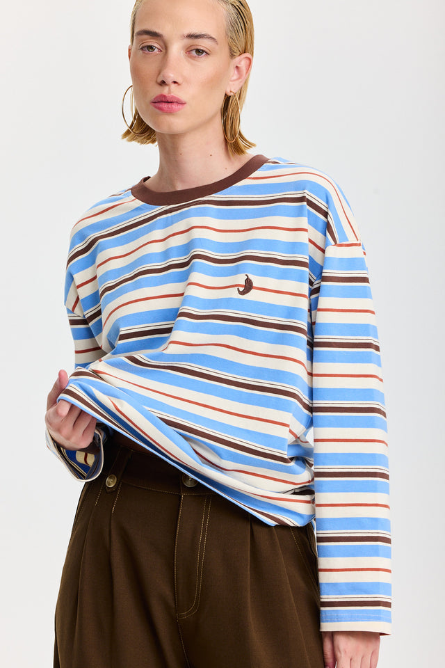 חולצה ספייסי פסים כחול חום