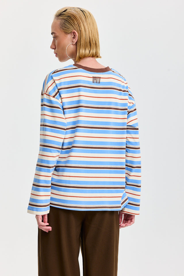 חולצה ספייסי פסים כחול חום