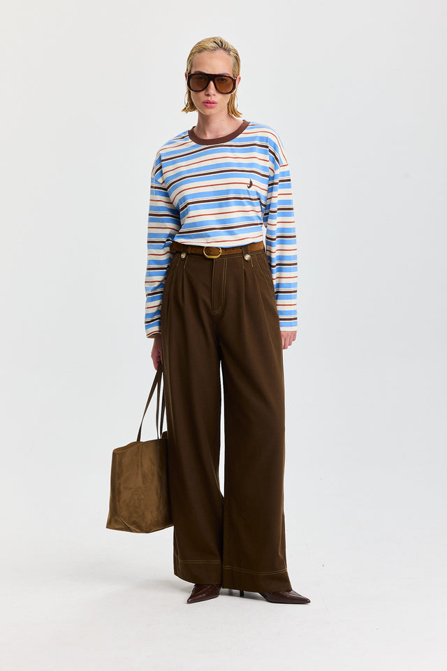 חולצה ספייסי פסים כחול חום