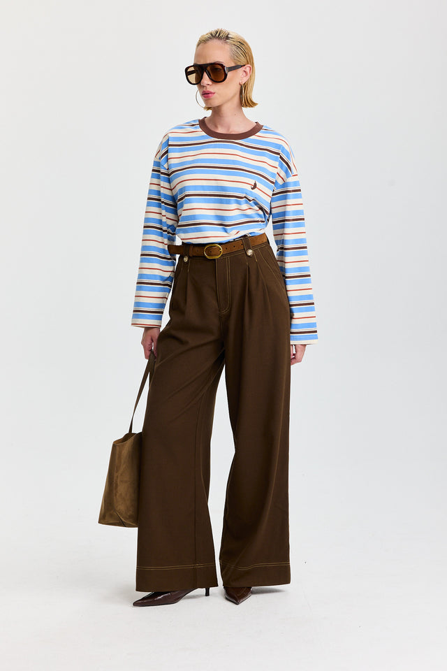 חולצה ספייסי פסים כחול חום