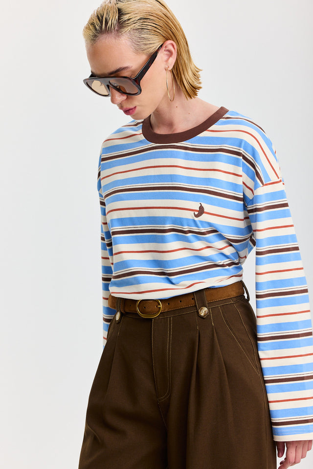 חולצה ספייסי פסים כחול חום