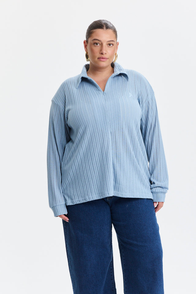 חולצת זיפר וונט שרוולים ארוכים מוקה