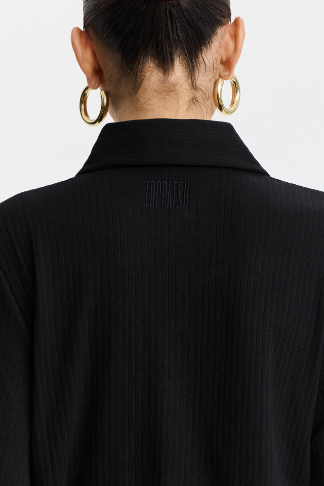 חולצה מכופתרת פינה קולדה ספייסי ארוכה שחורה