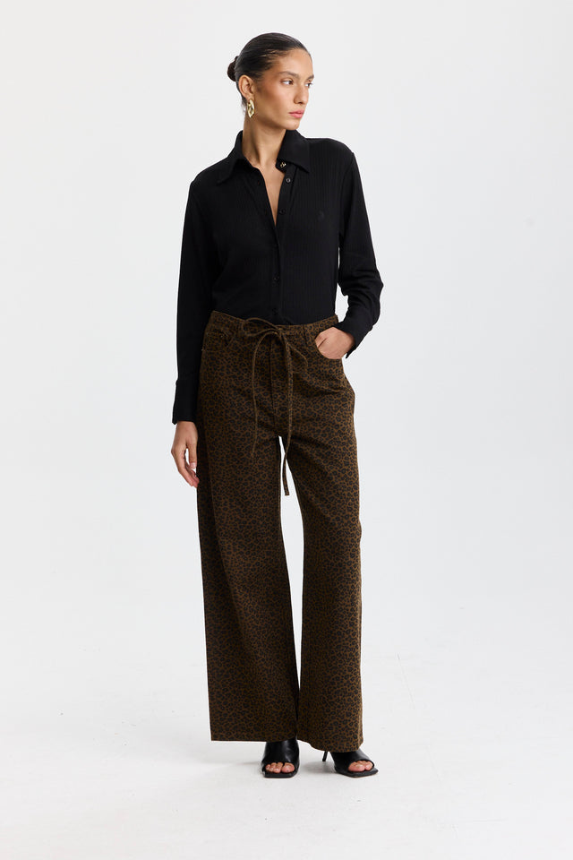 חולצה מכופתרת פינה קולדה ספייסי ארוכה שחורה