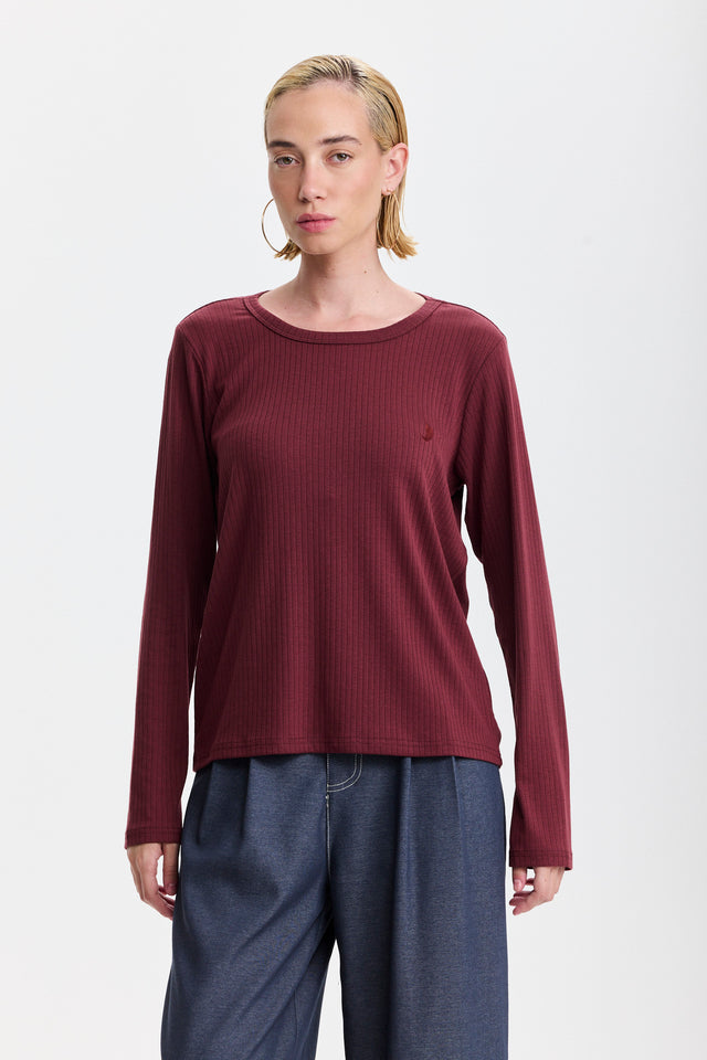 חולצת קוקיז ספייסי שרוולים ארוכים בורגנדי