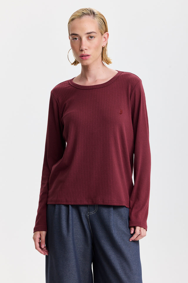 חולצת קוקיז ספייסי שרוולים ארוכים בורגנדי