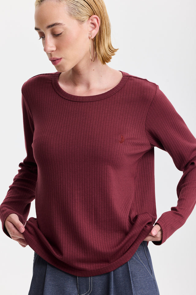 חולצת קוקיז ספייסי שרוולים ארוכים בורגנדי