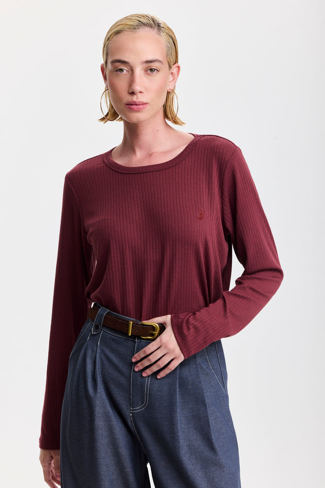 חולצת קוקיז ספייסי שרוולים ארוכים בורגנדי