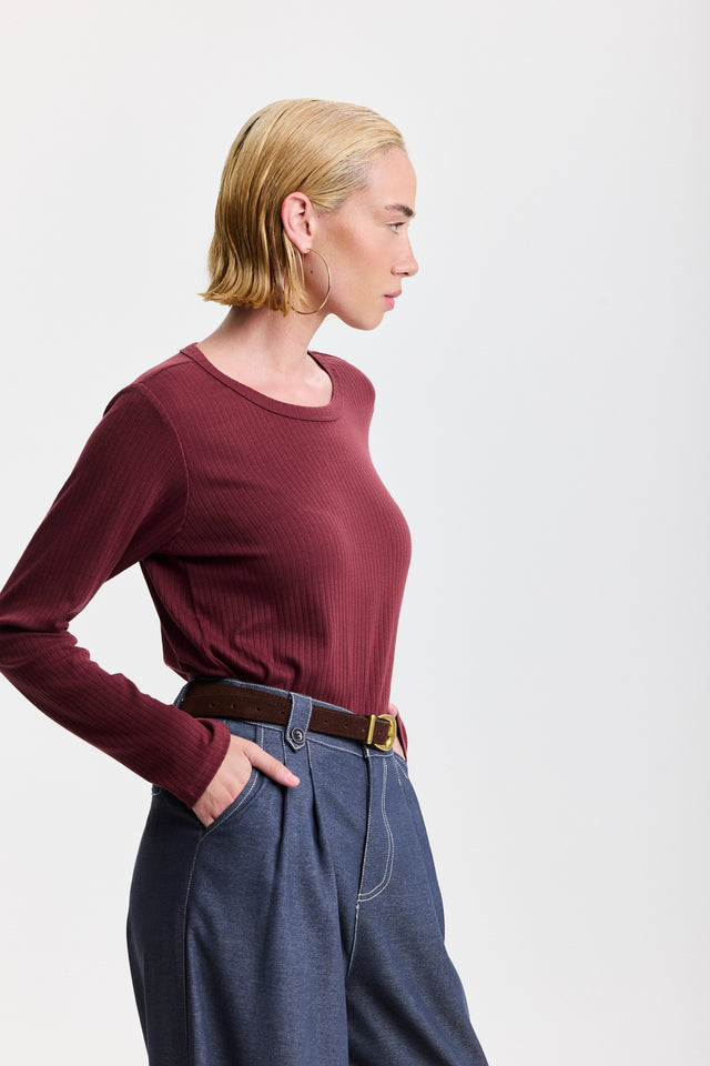 חולצת קוקיז ספייסי שרוולים ארוכים בורגנדי