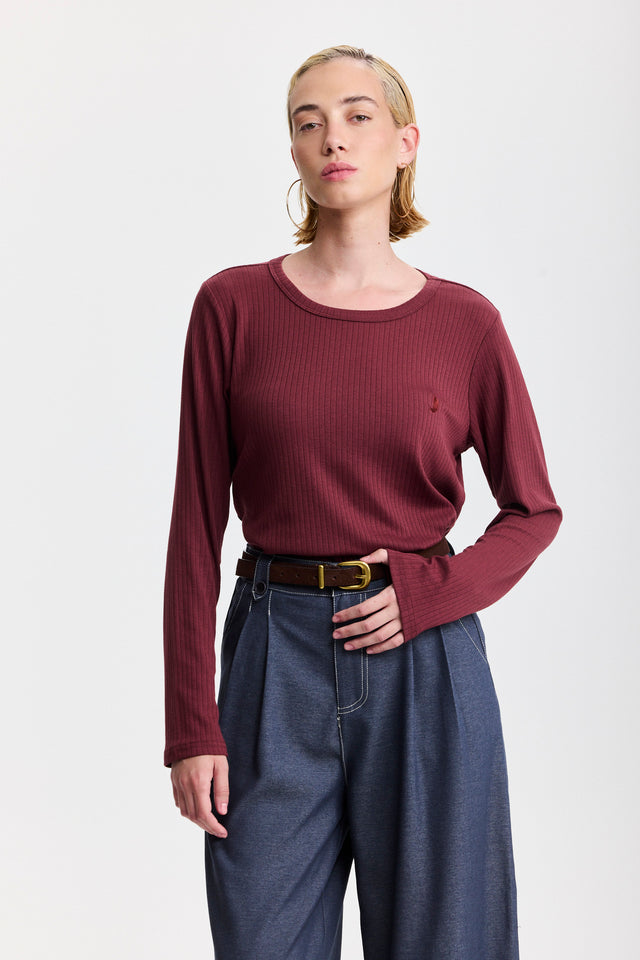 חולצת קוקיז ספייסי שרוולים ארוכים בורגנדי