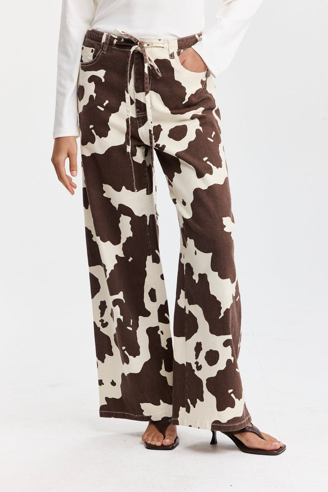 מכנסי ג'ינס טופו גומי קשירה COW