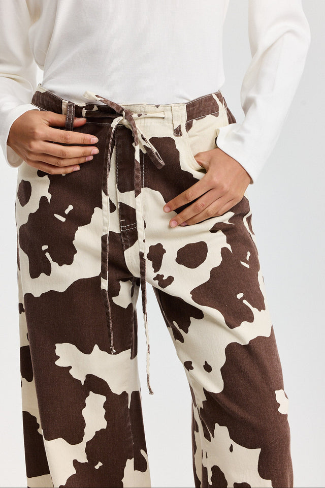 מכנסי ג'ינס טופו גומי קשירה COW