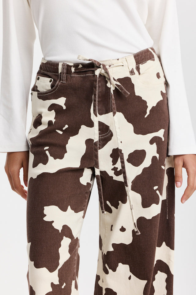 מכנסי ג'ינס טופו גומי קשירה COW