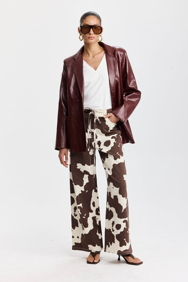 מכנסי ג'ינס טופו גומי קשירה COW