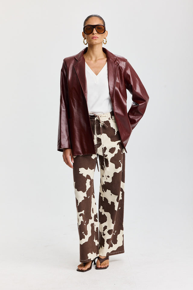 מכנסי ג'ינס טופו גומי קשירה COW