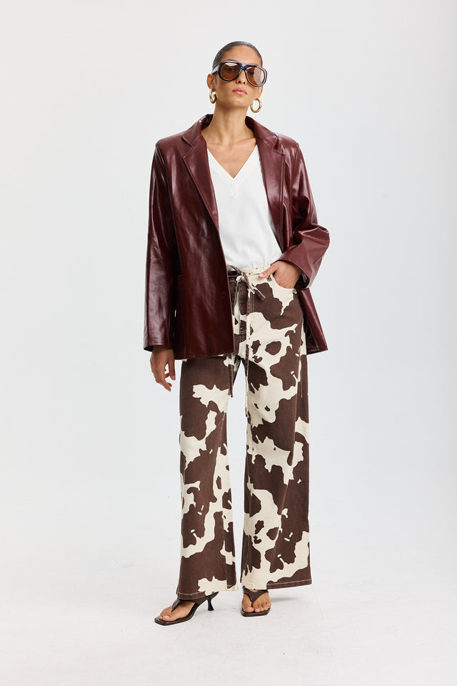 מכנסי ג'ינס טופו גומי קשירה COW