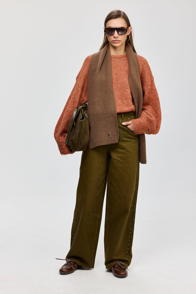 מכנסי ג'ינס ברנדי ניטים ברונזה