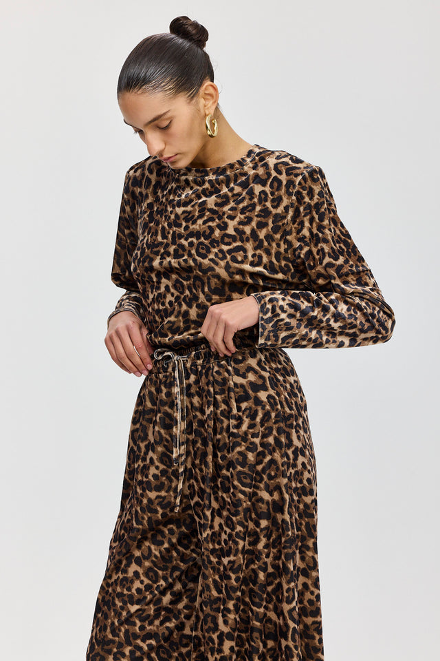 מכנסי ספיריט מתרחבים קטיפה דיטייל מחוייט מנומרים