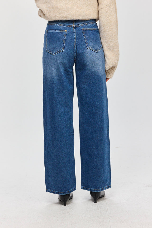 מכנסי ג'ינס פלוראל וואש כחול