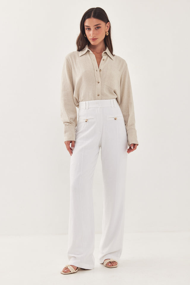 מכנסי פשתן נואל לבן