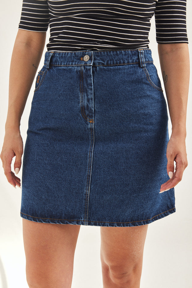 חצאית מיני ג'ינס כחול