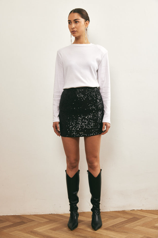 חצאית מיני פאייטים שחורה