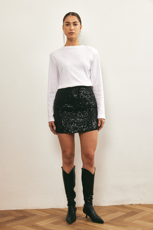 חצאית מיני פאייטים שחורה