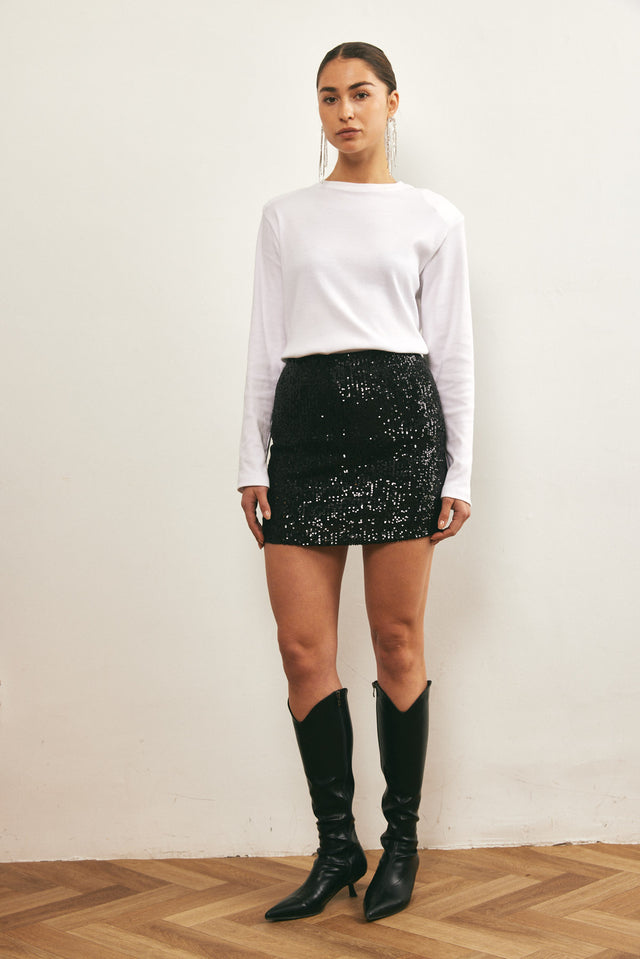 חצאית מיני פאייטים שחורה