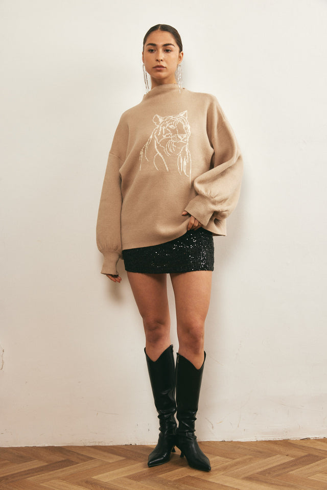 חצאית מיני פאייטים שחורה