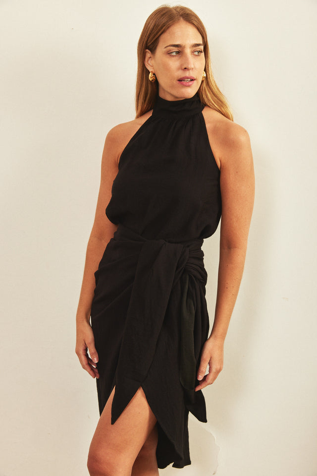 חצאית מעטפת מונאקו שחורה