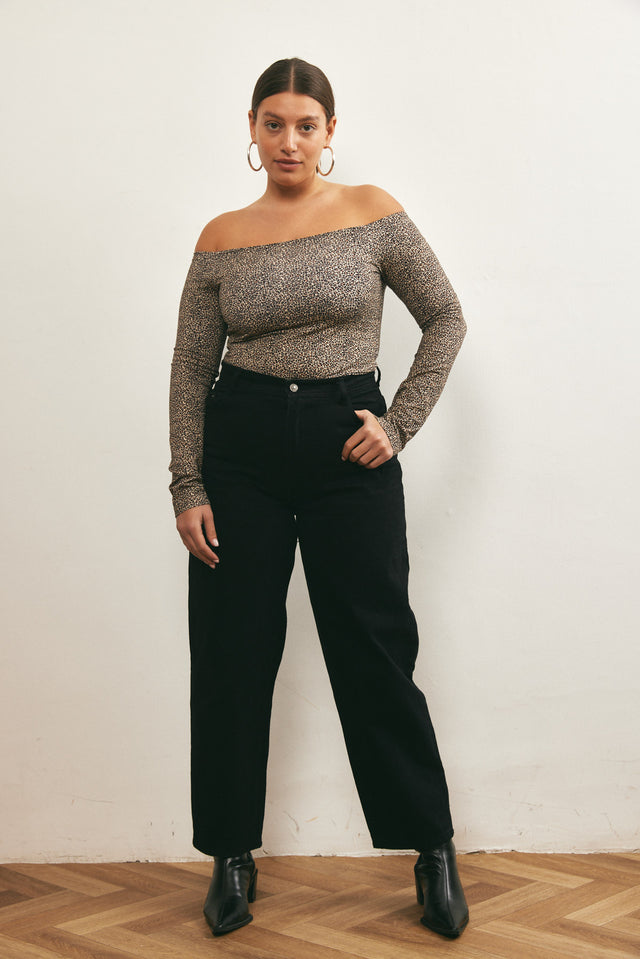 חולצה ארוכה אוף שולדרס מנומרת